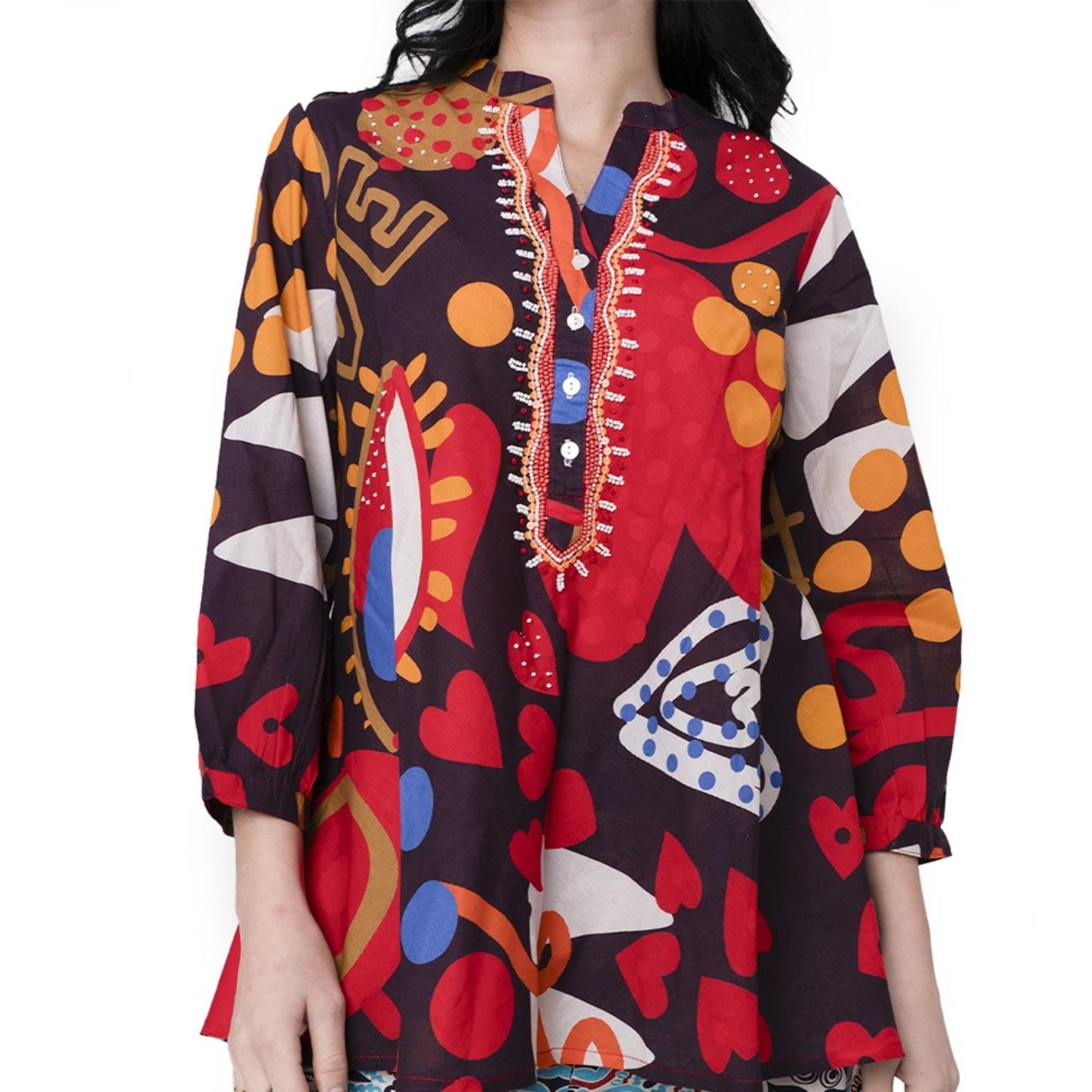 Camicia in cotone con fantasia multicolore - Mya Accessories