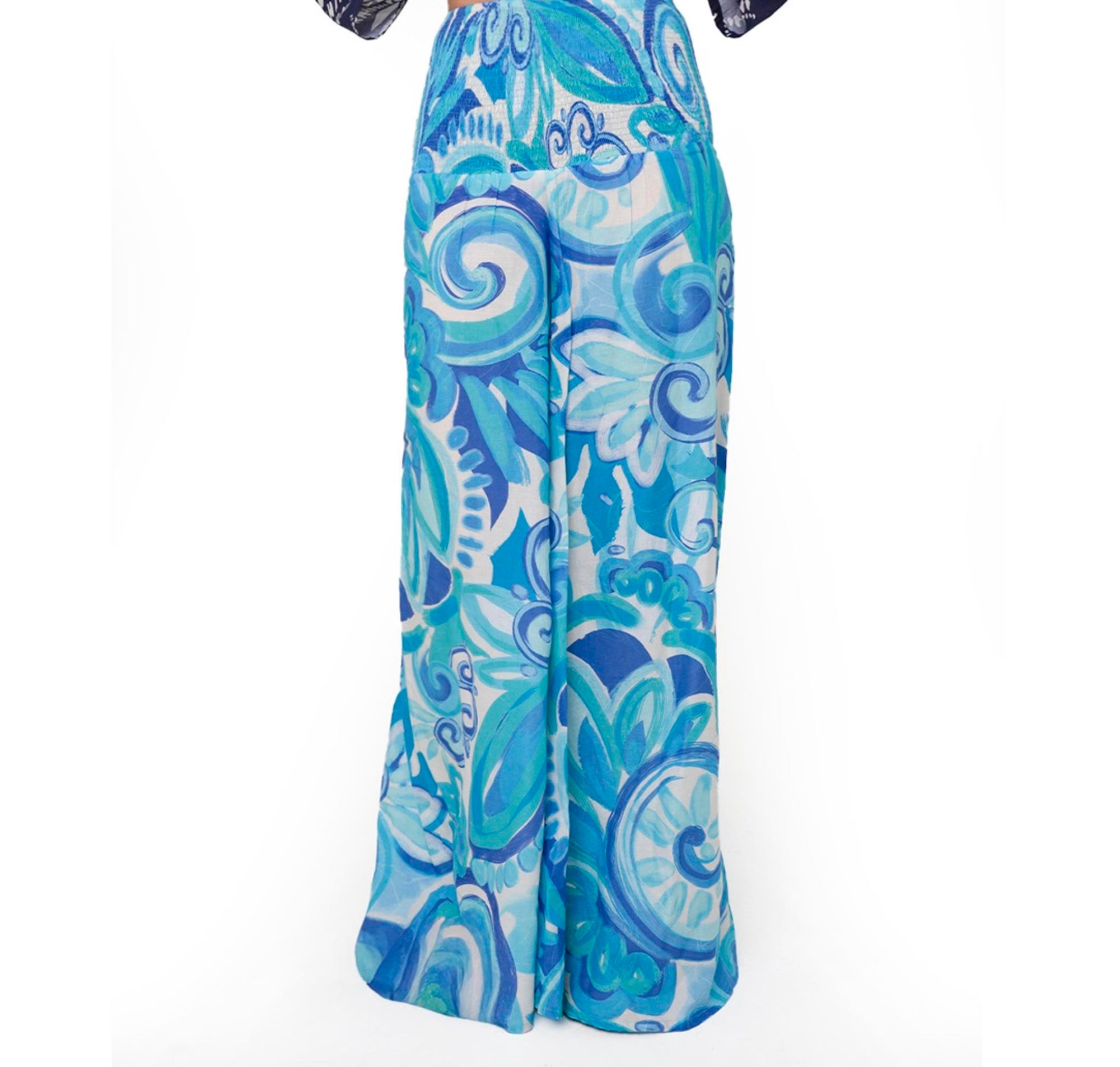 Pantalone in cotone con fantasia tono turchese - Mya Accessories