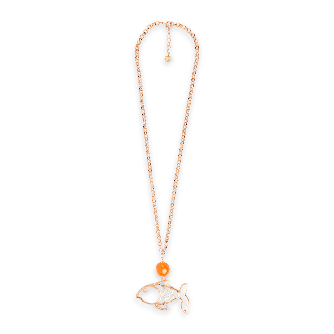 Collana lunga con pendente a forma di pesce arancio - Mya Accessories