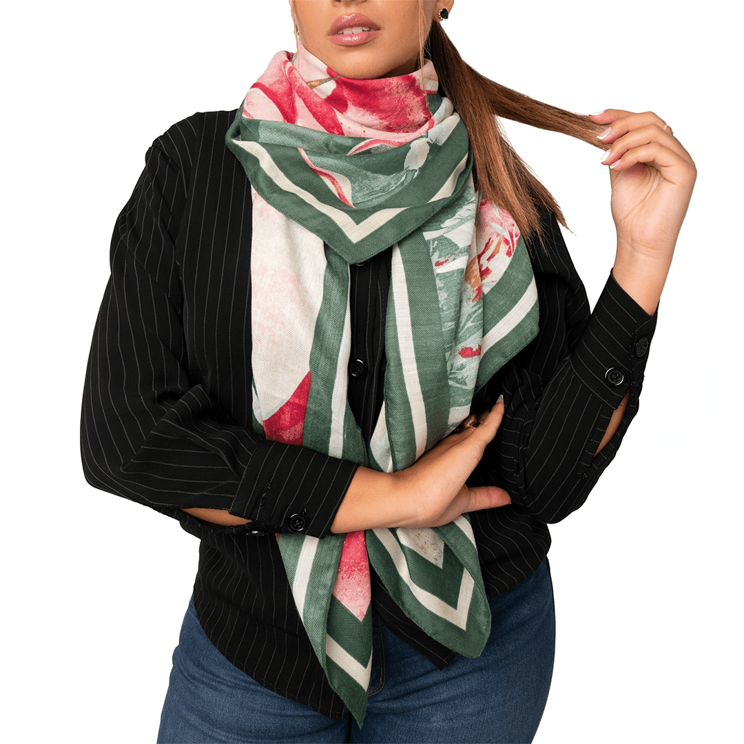 Sciarpa con stampa floreale tinta verde - Mya Accessories