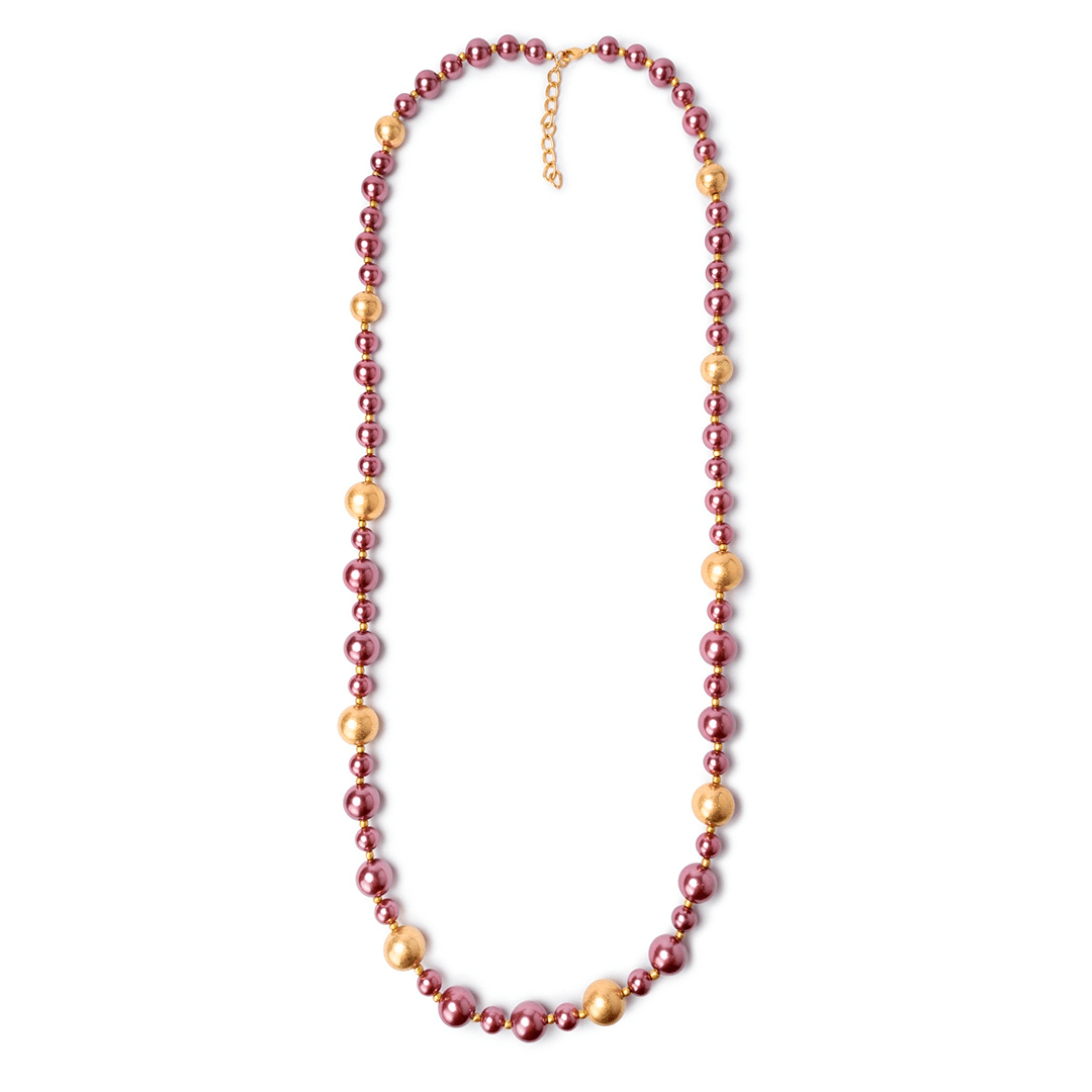 Collana lunga con balls in acrilico di colore rosa - Mya Accessories