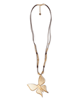 Collana lunga con laccio in cuoio con pendente a farfalla - Mya Accessories