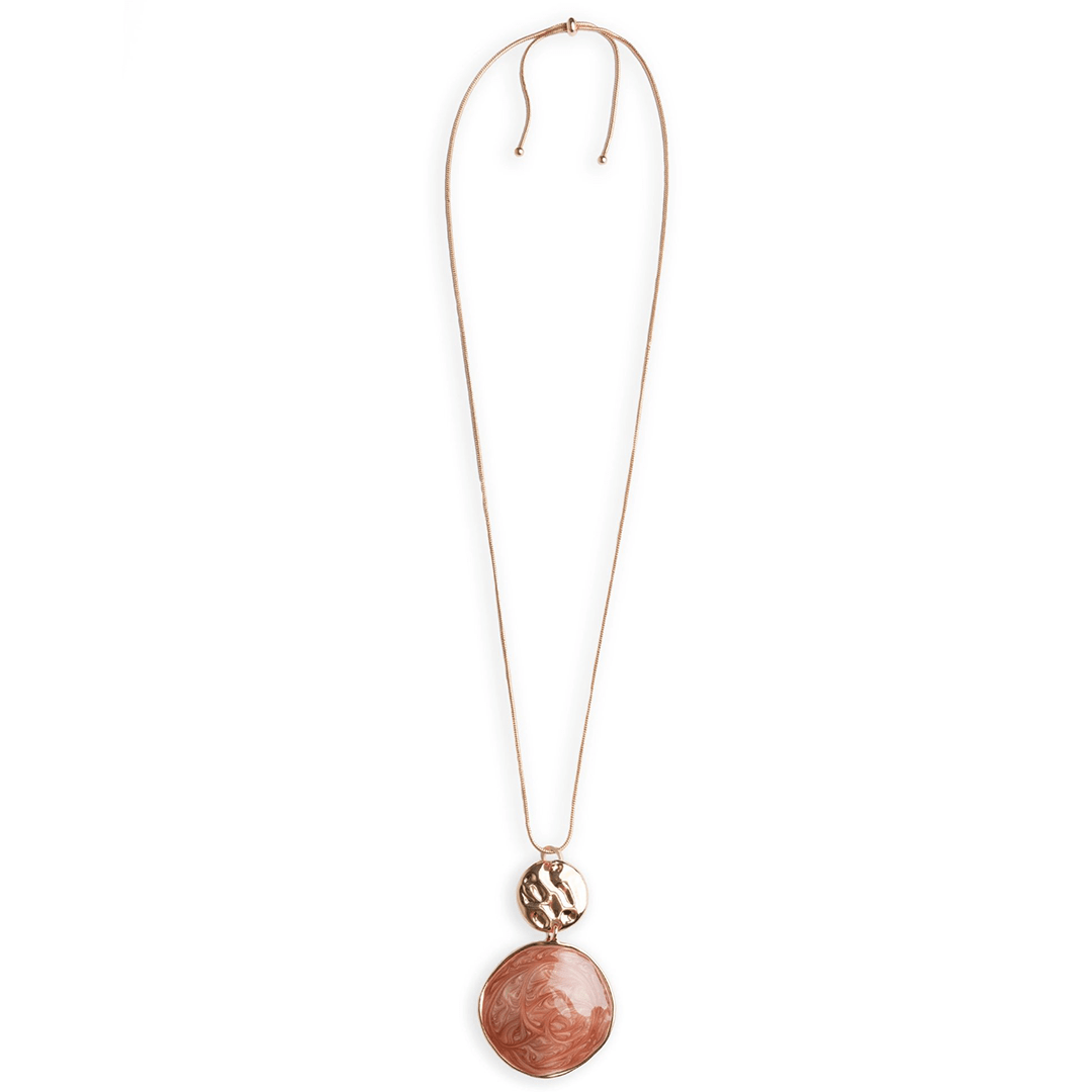 Collana lunga con pendente circolare marmorizzato beige - Mya Accessories