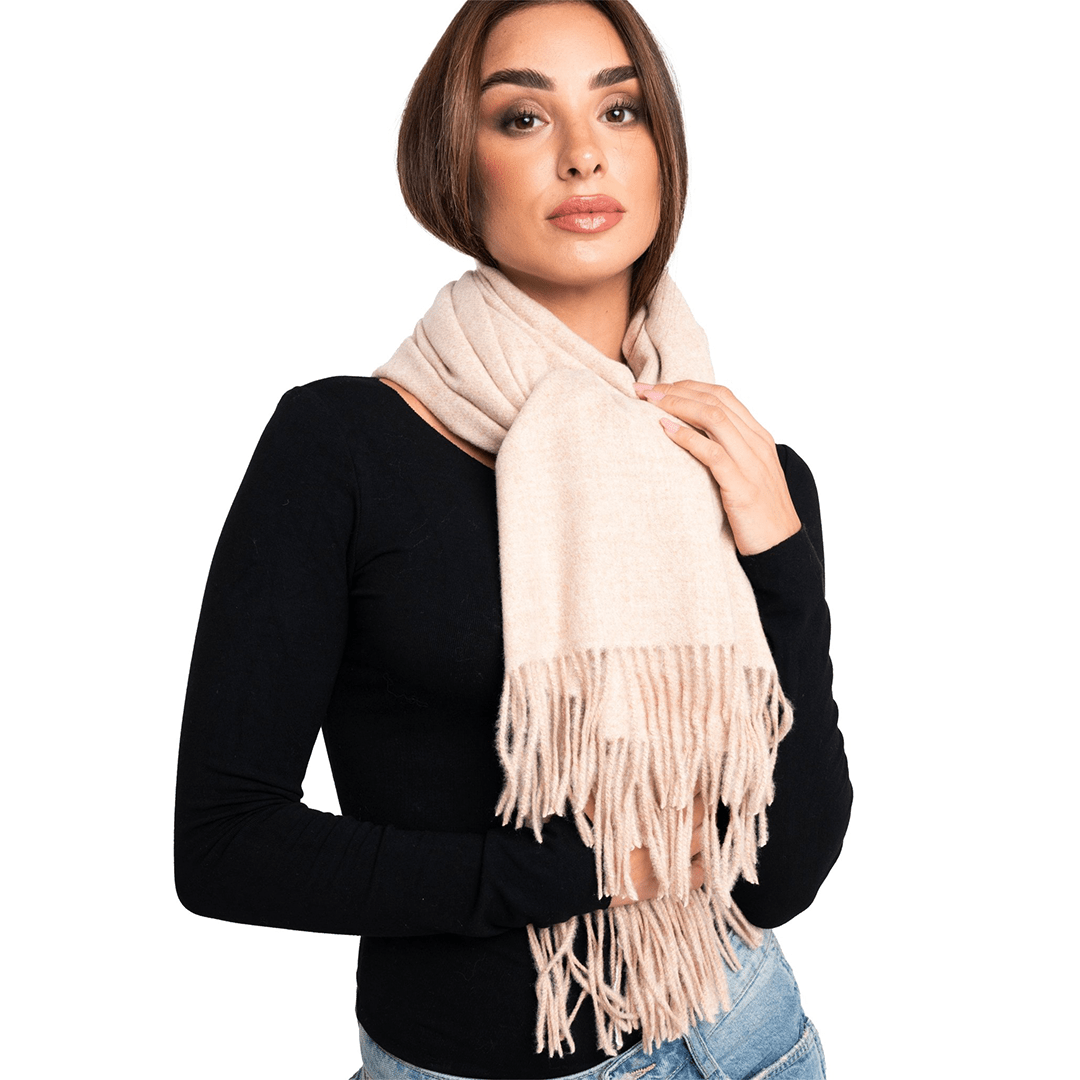 Sciarpa in lana a tinta unita beige - Mya Accessories