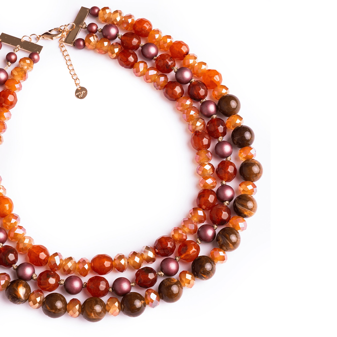 Collana girocollo multilinee in acrilico arancio - Mya Accessories