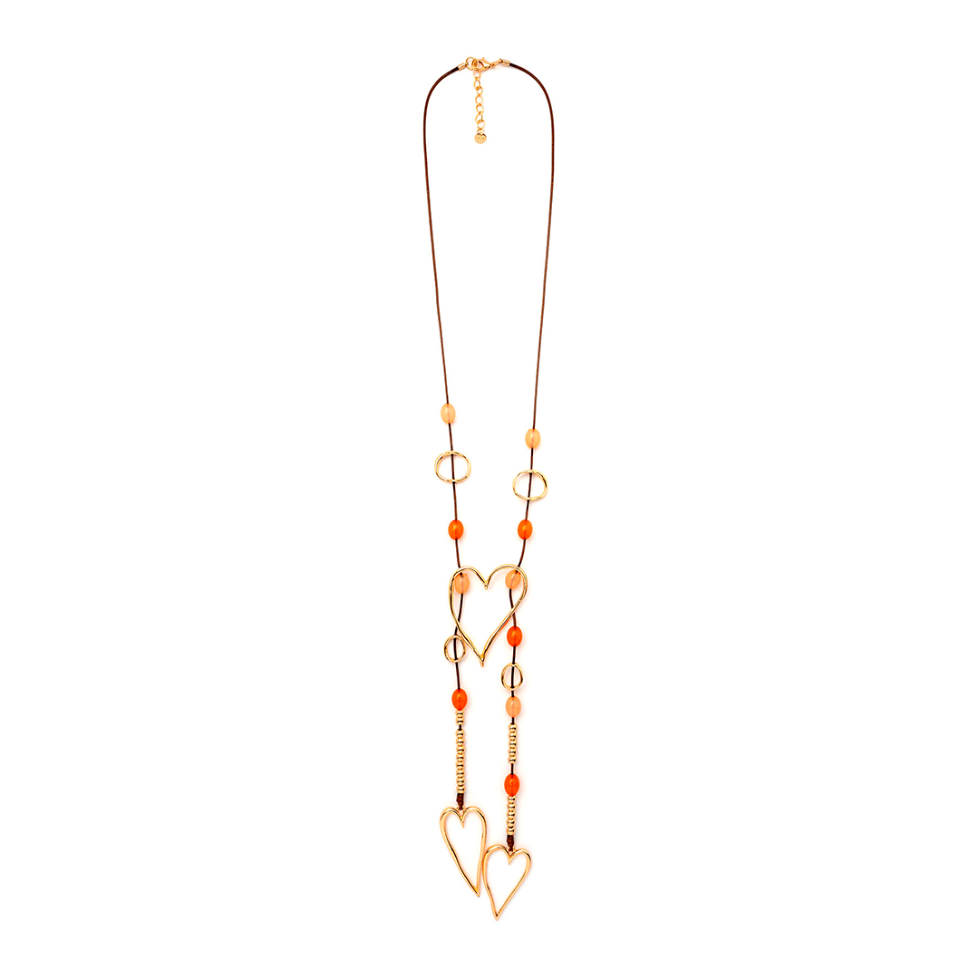 Collana da donna con laccio e pendente arancio - Mya Accessories