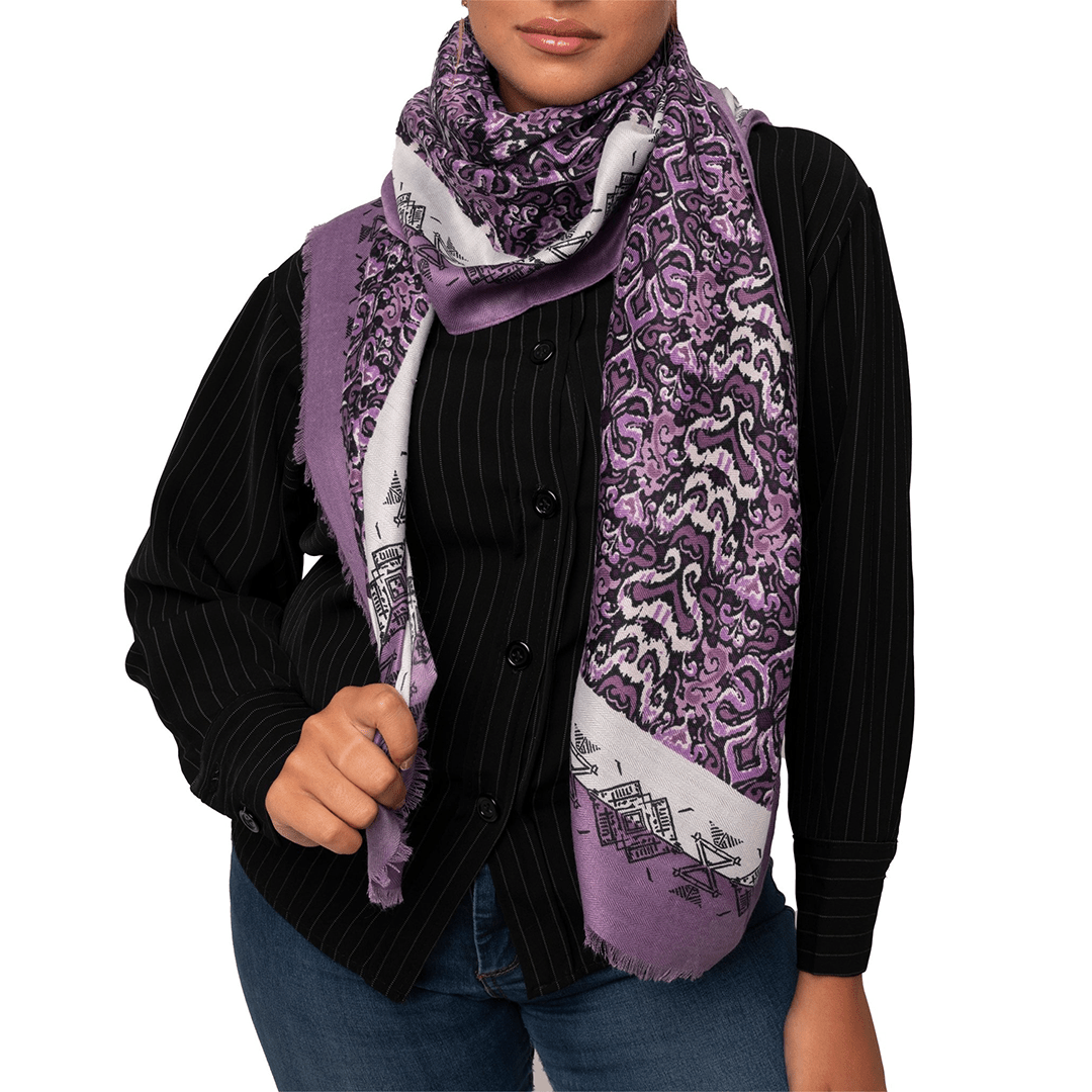 Sciarpa con stampa in tinta viola - Mya Accessories