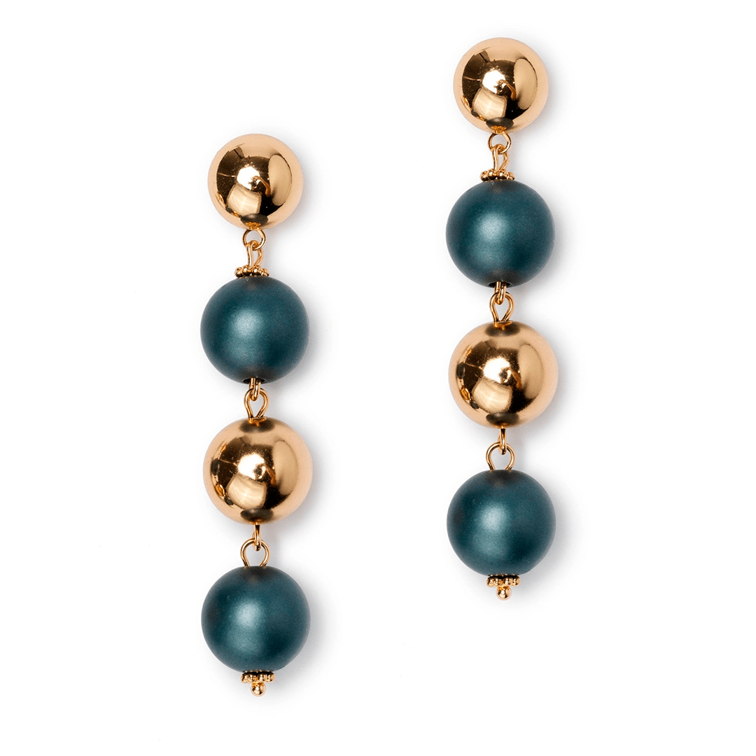 Orecchini balls in acrilico di colore blu e oro - Mya Accessories