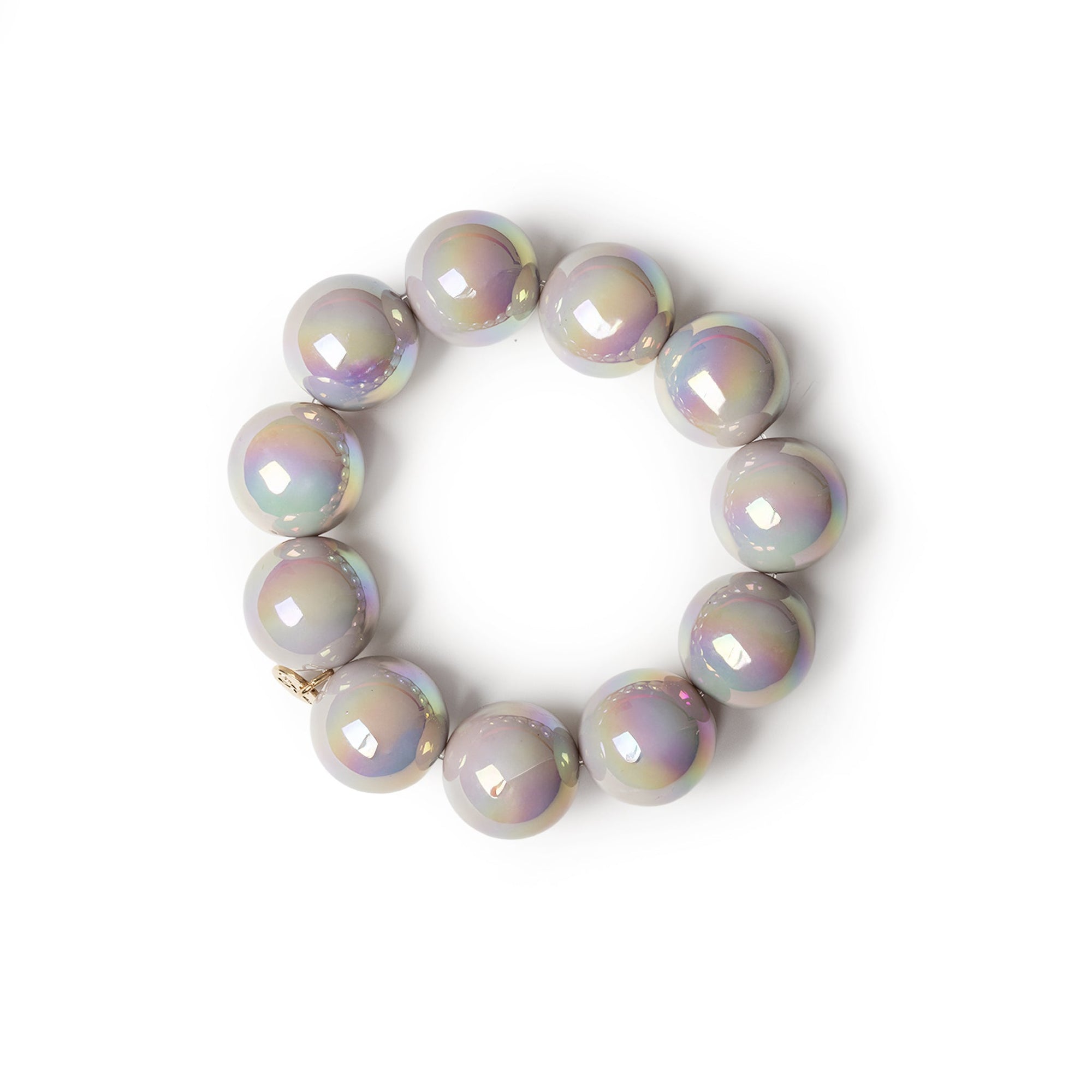 Bracciale elastico con sfere lucide in acrilico grigie - Mya Accessories