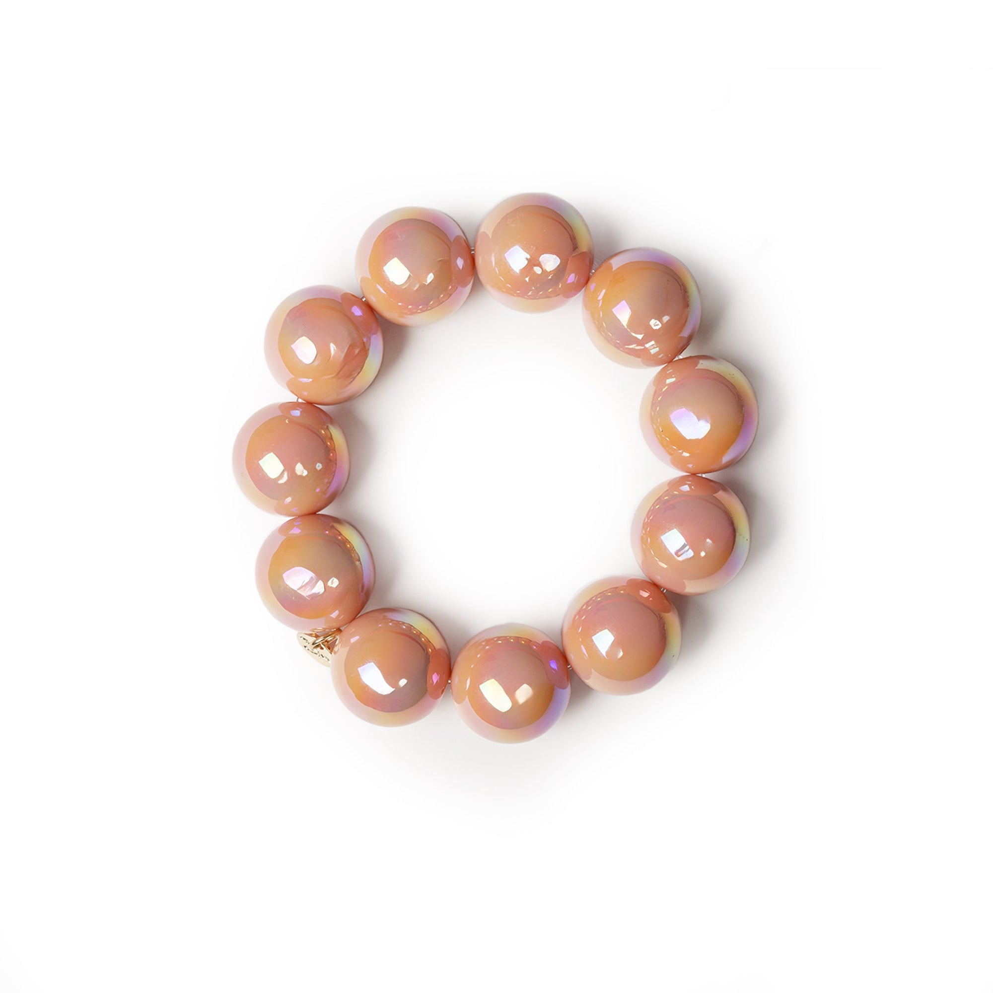 Bracciale elastico con sfere lucide in acrilico rosa - Mya Accessories