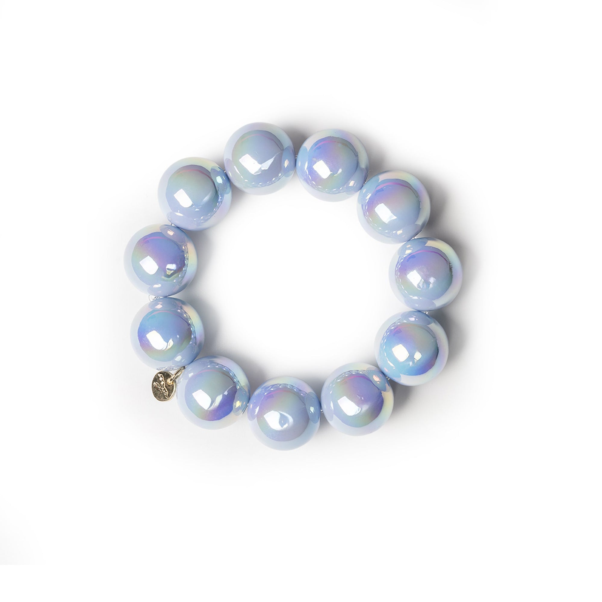 Bracciale elastico con sfere lucide in acrilico indaco - Mya Accessories