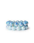 Bracciale elastico a due fili con sfere lucide in acrilico multi blu - Mya Accessories