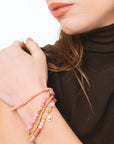 Bracciale elastico multi filo con pietre dure tono rosa - Mya Accessories