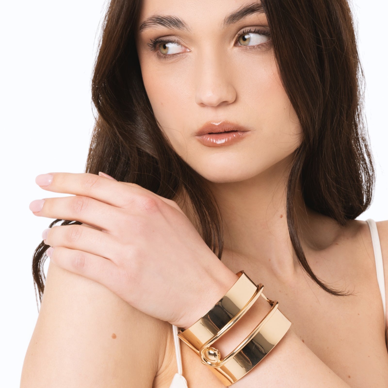 Bracciale rigido in metallo lucido forato - Mya Accessories