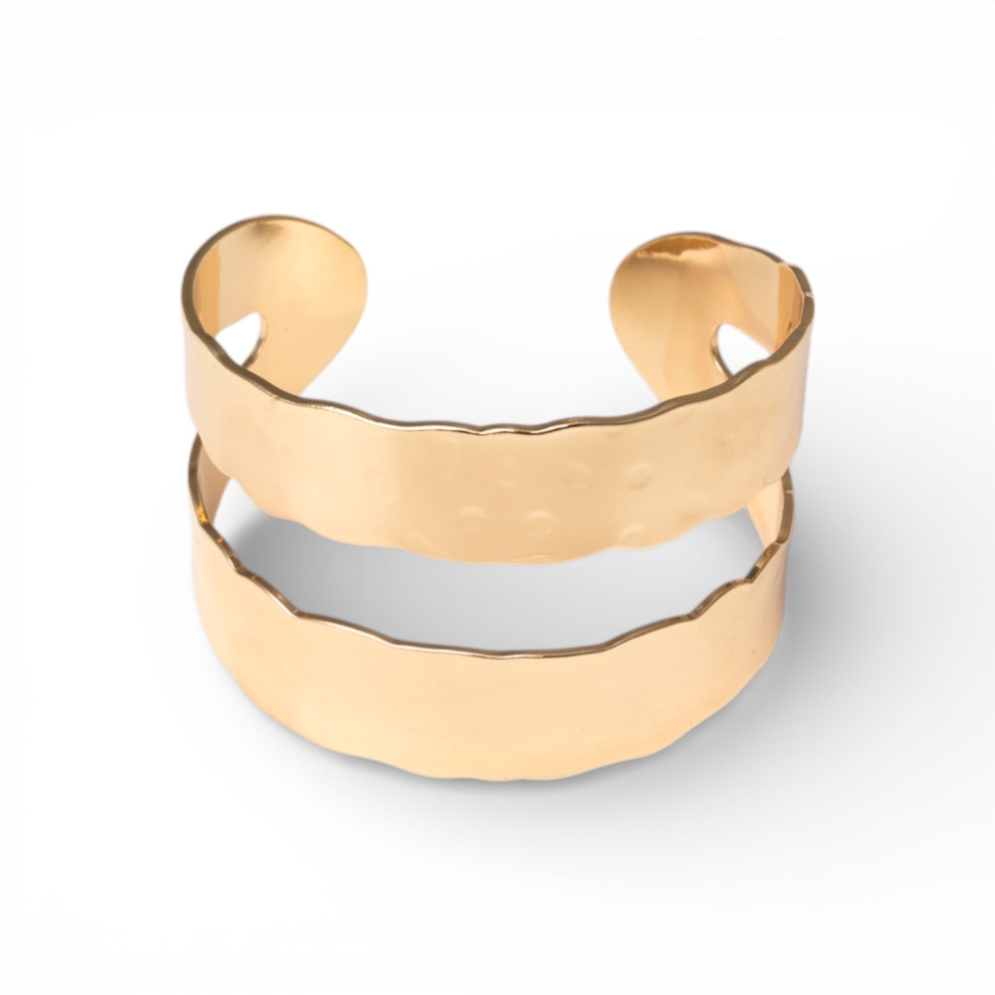 Bracciale rigido a fascia in metallo con bordo dentellato - Mya Accessories