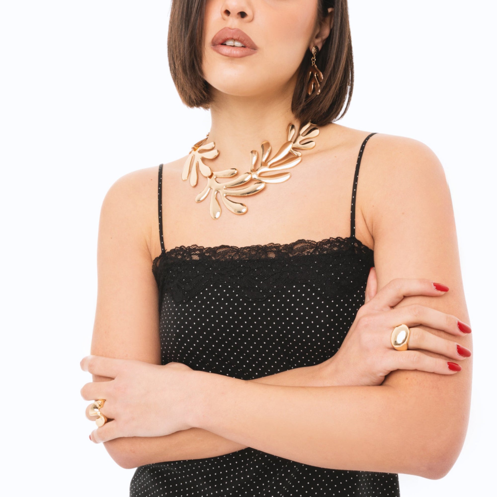 Collana girocollo in metallo con design a foglie - Mya Accessories