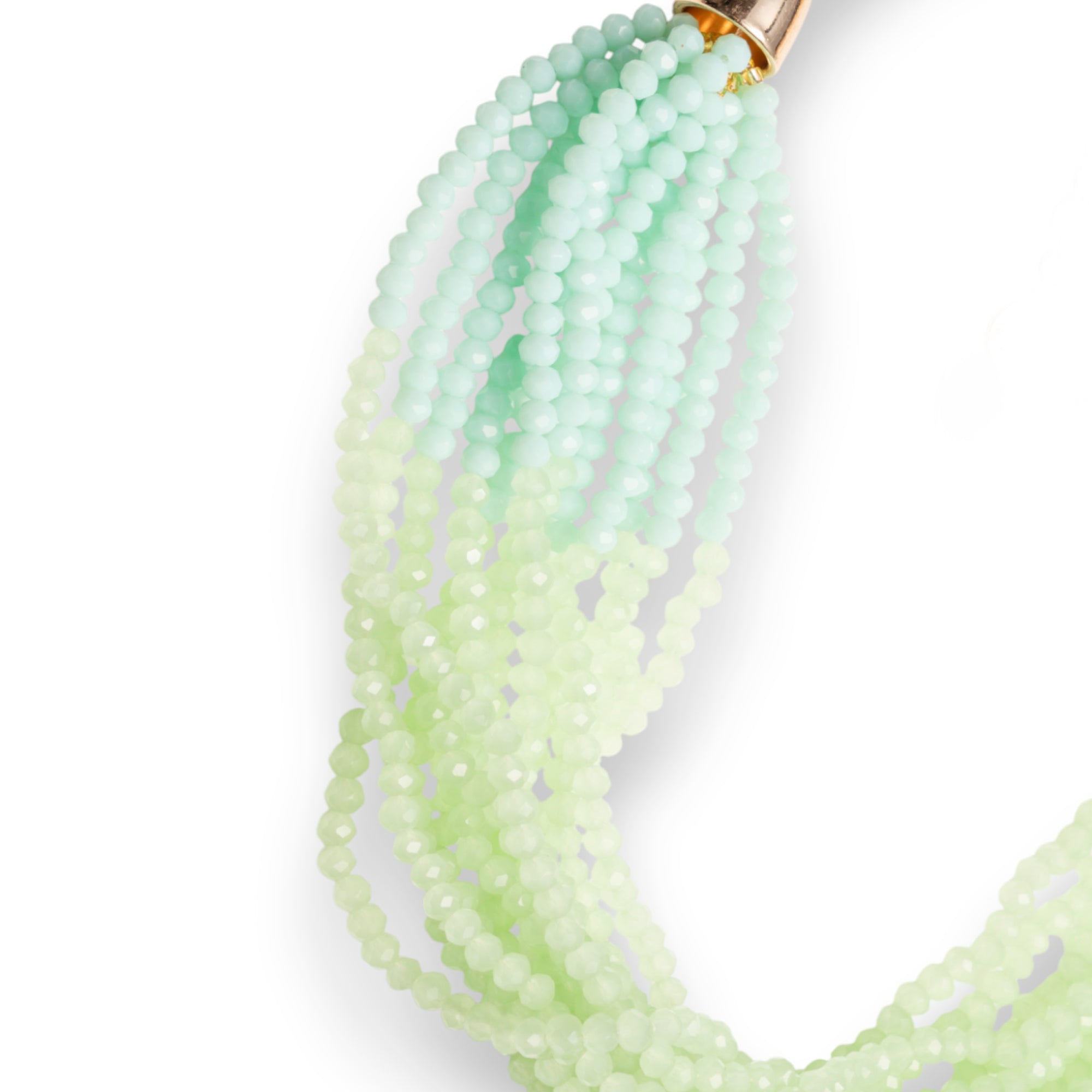 Collana girocollo multi filo di pietre in vetro multi verde - Mya Accessories