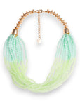 Collana girocollo multi filo di pietre in vetro multi verde - Mya Accessories