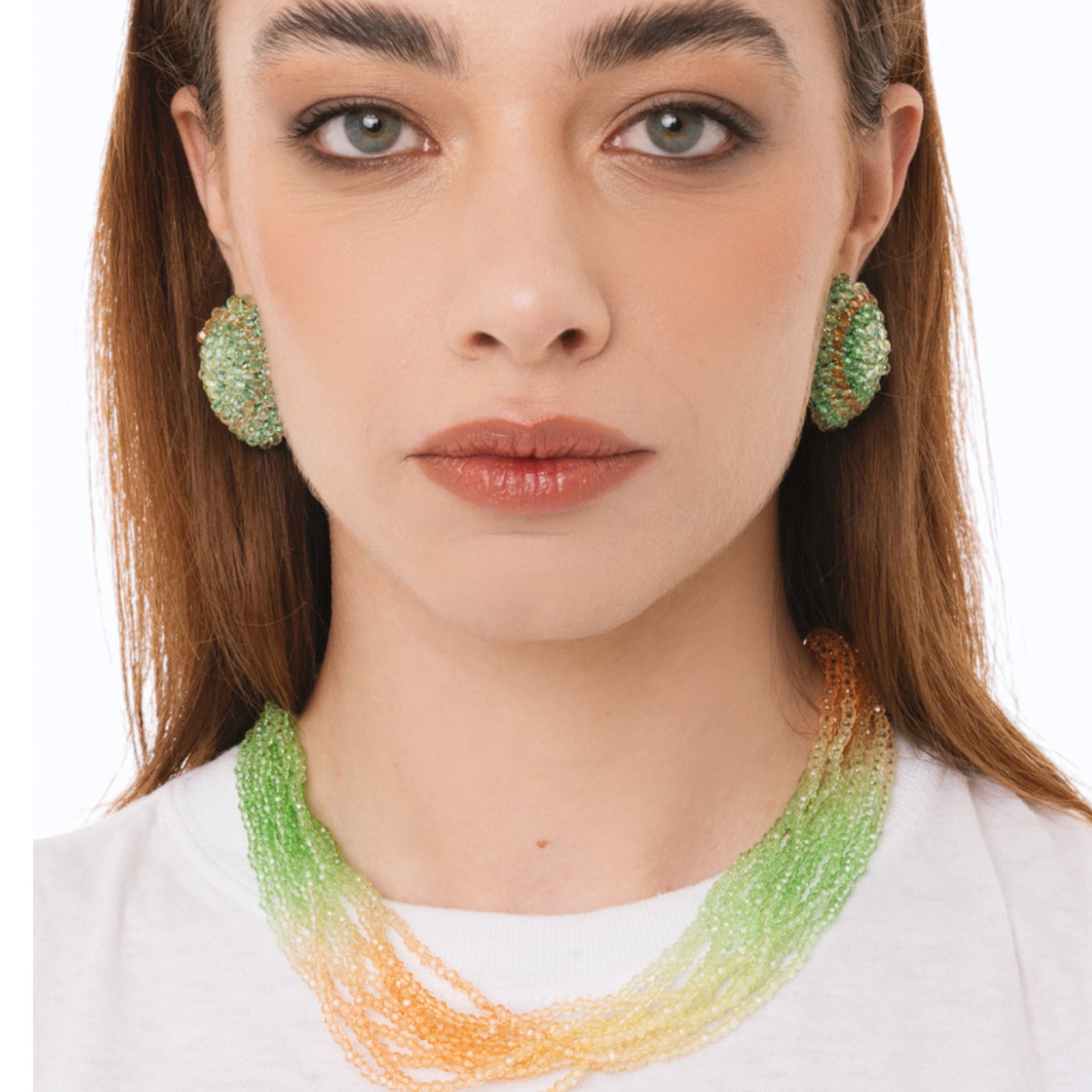 Collana girocollo multi filo di pietre in vetro multicolore - Mya Accessories