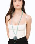 Collana lunga con pietre in acrilico, pendente mandala turchese - Mya Accessories