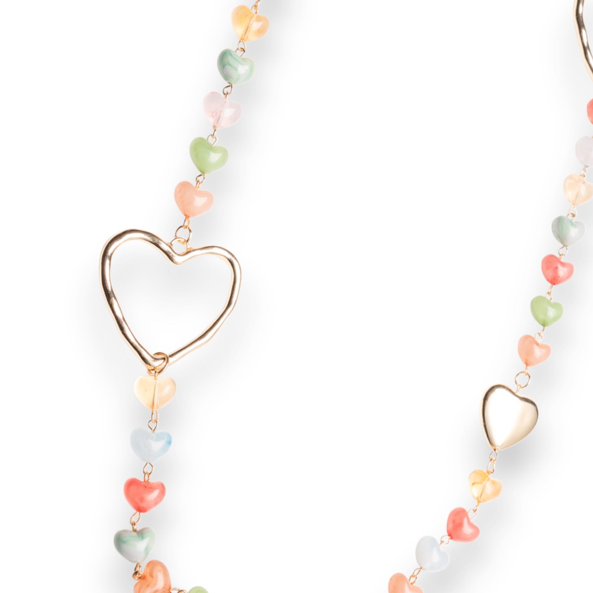 Collana lunga metallo pietre cuore acrilico multicolore - Mya Accessories