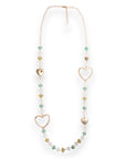 Collana lunga metallo pietre cuore acrilico multi verde - Mya Accessories