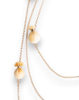 Collana lunga a tre fili in catena sottile con caramelle in cotone tono beige - Mya Accessories