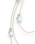 Collana lunga a tre fili in catena sottile con caramelle in cotone tono azzurro - Mya Accessories