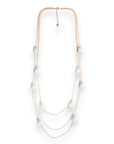 Collana lunga a tre fili in catena sottile con caramelle in cotone tono azzurro - Mya Accessories