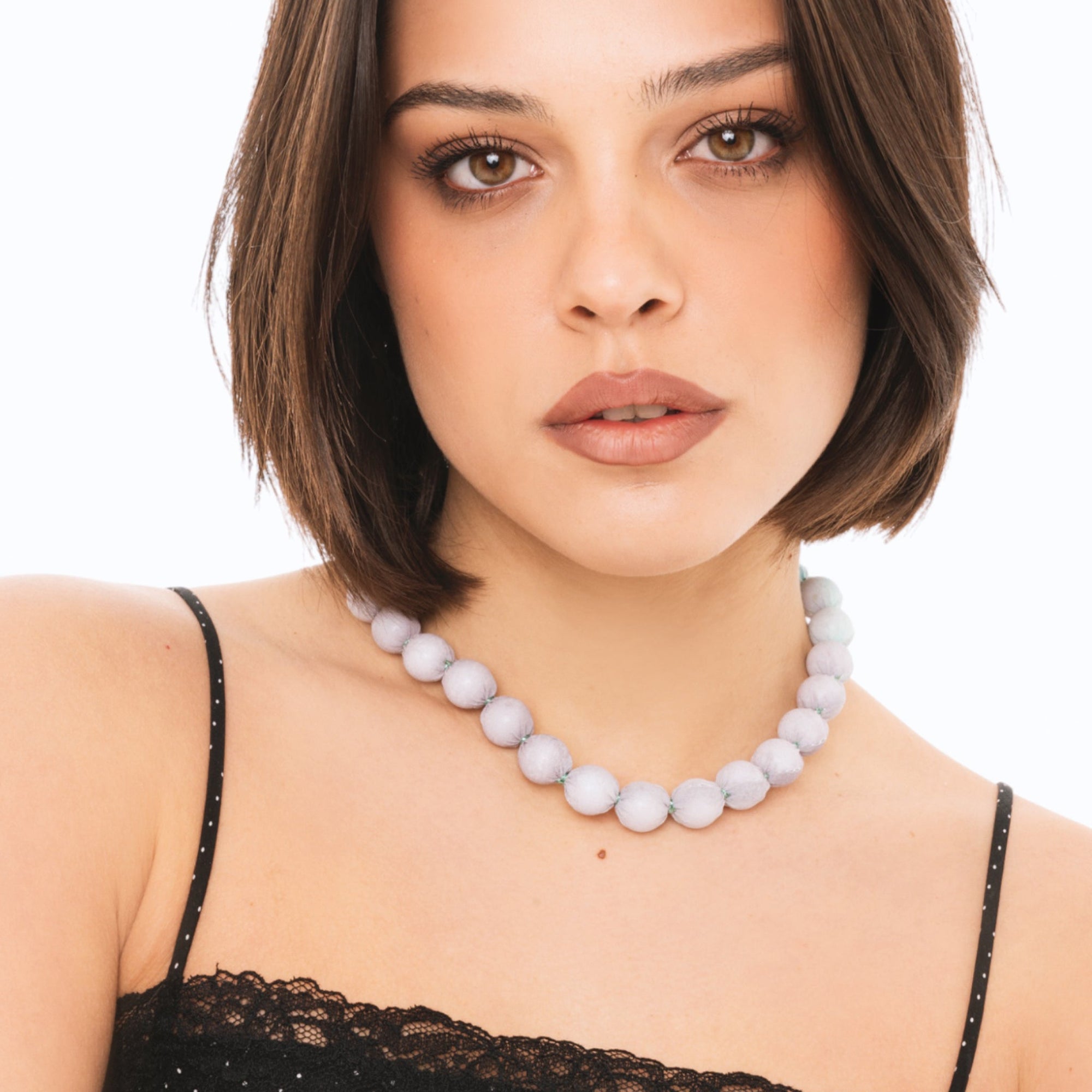 Collana girocollo con caramelle in cotone tono azzurro - Mya Accessories