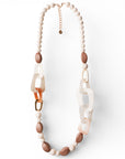 Collana lunga con pietre in acrilico e resina tono beige - Mya Accessories