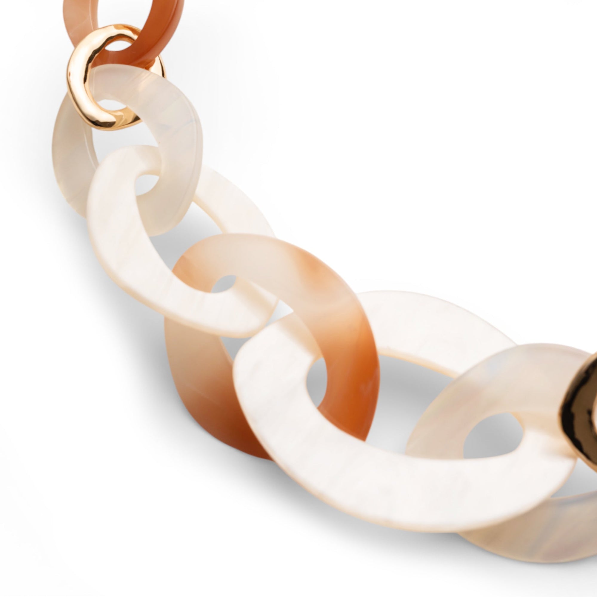 Collana girocollo a catena con inserti in acrilico ovali tono beige - Mya Accessories