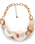 Collana girocollo a catena con inserti in acrilico ovali tono beige - Mya Accessories