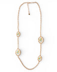 Collana lunga a catena con inserti ovali in resina con design limoni - Mya Accessories