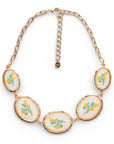 Collana girocollo a catena con inserti ovali in resina con design limoni - Mya Accessories