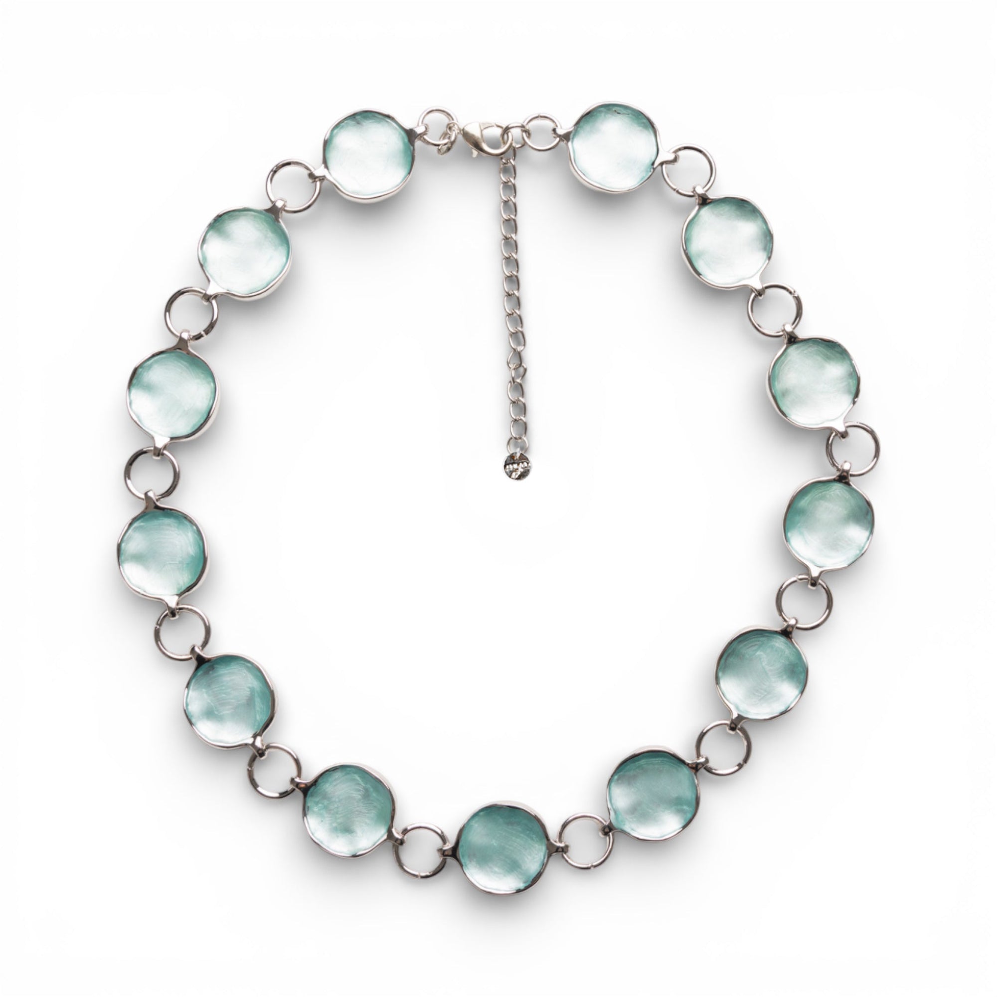 Collana girocollo con design circolare smaltato celeste - Mya Accessories