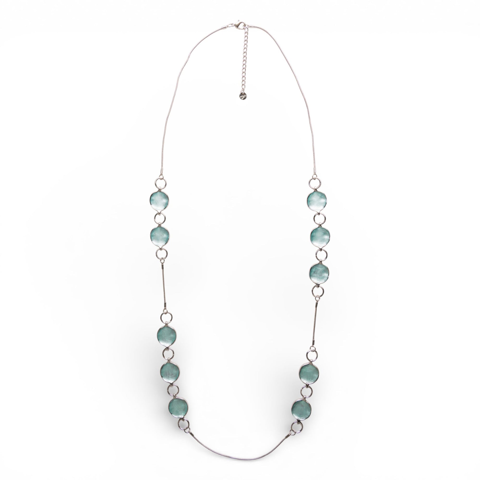 Collana lunga a filo con design circolare smaltato celeste - Mya Accessories