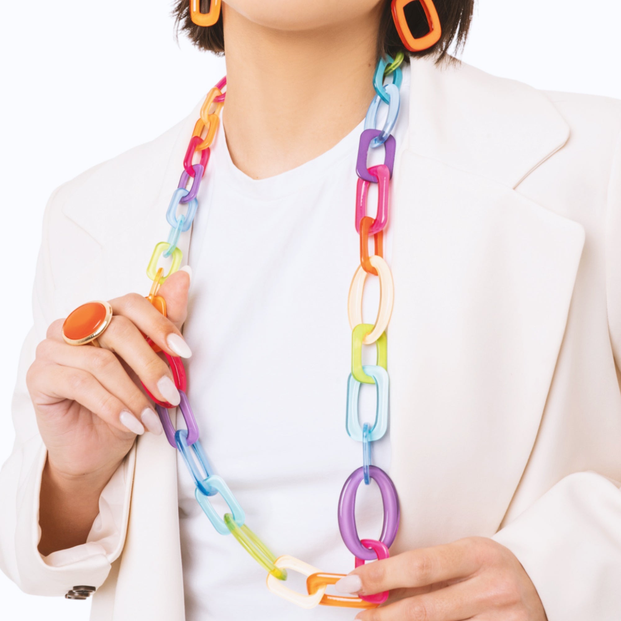 Collana lunga con catena in acrilico multicolore - Mya Accessories