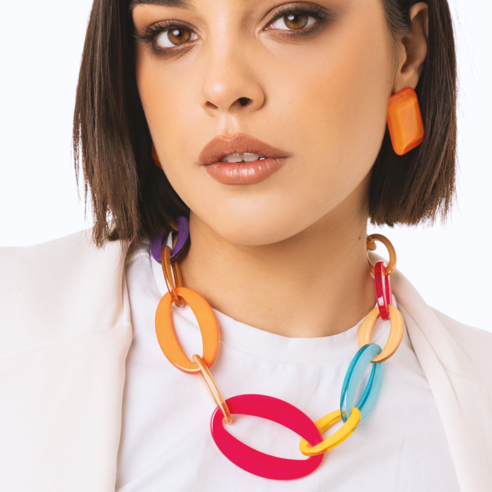 Collana girocollo con catena in acrilico multicolore - Mya Accessories