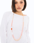 Collana lunga a catena con pietre in acrilico arancio - Mya Accessories