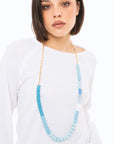 Collana lunga a catena con pietre in acrilico celeste - Mya Accessories