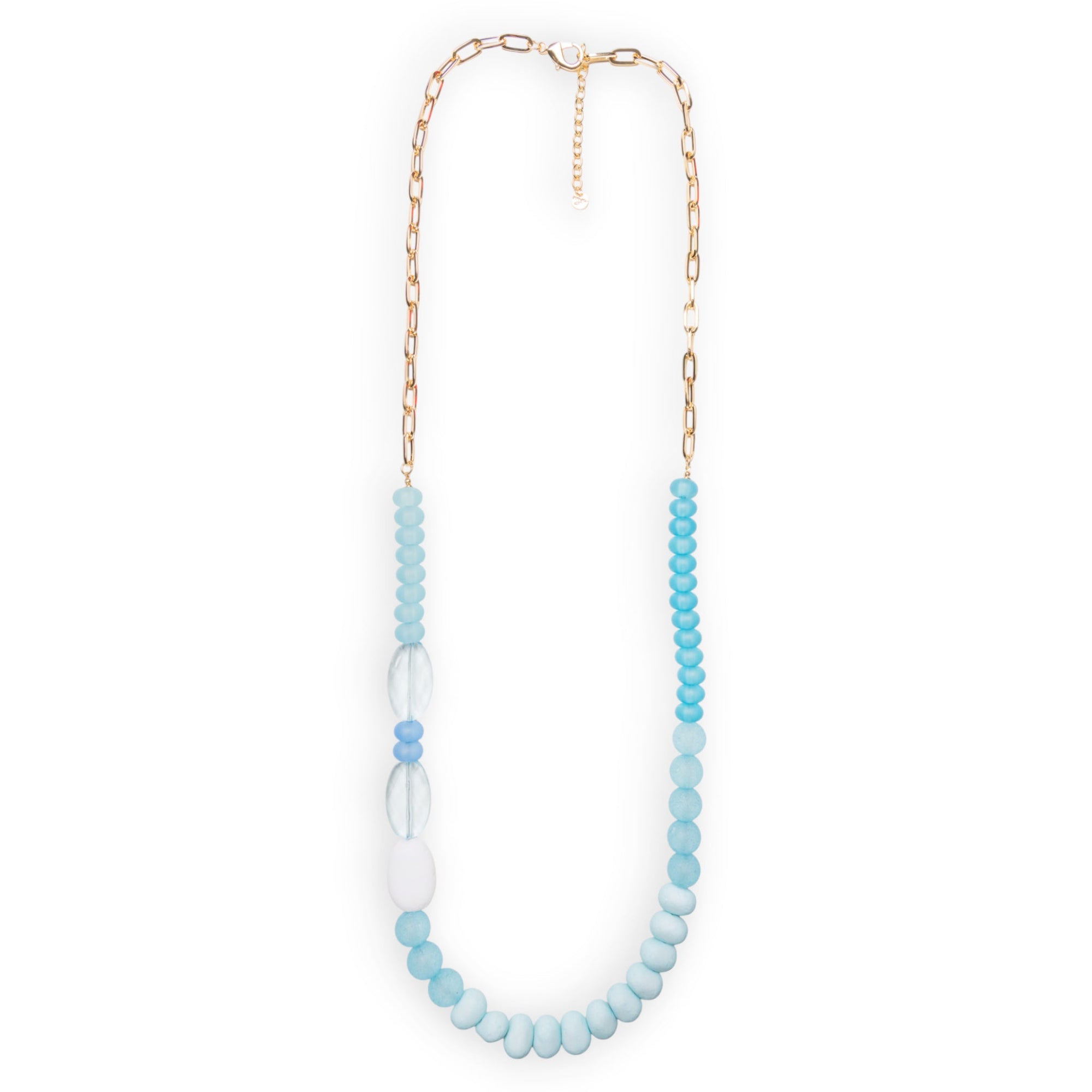 Collana lunga a catena con pietre in acrilico celeste - Mya Accessories