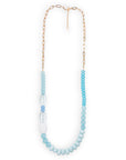 Collana lunga a catena con pietre in acrilico celeste - Mya Accessories