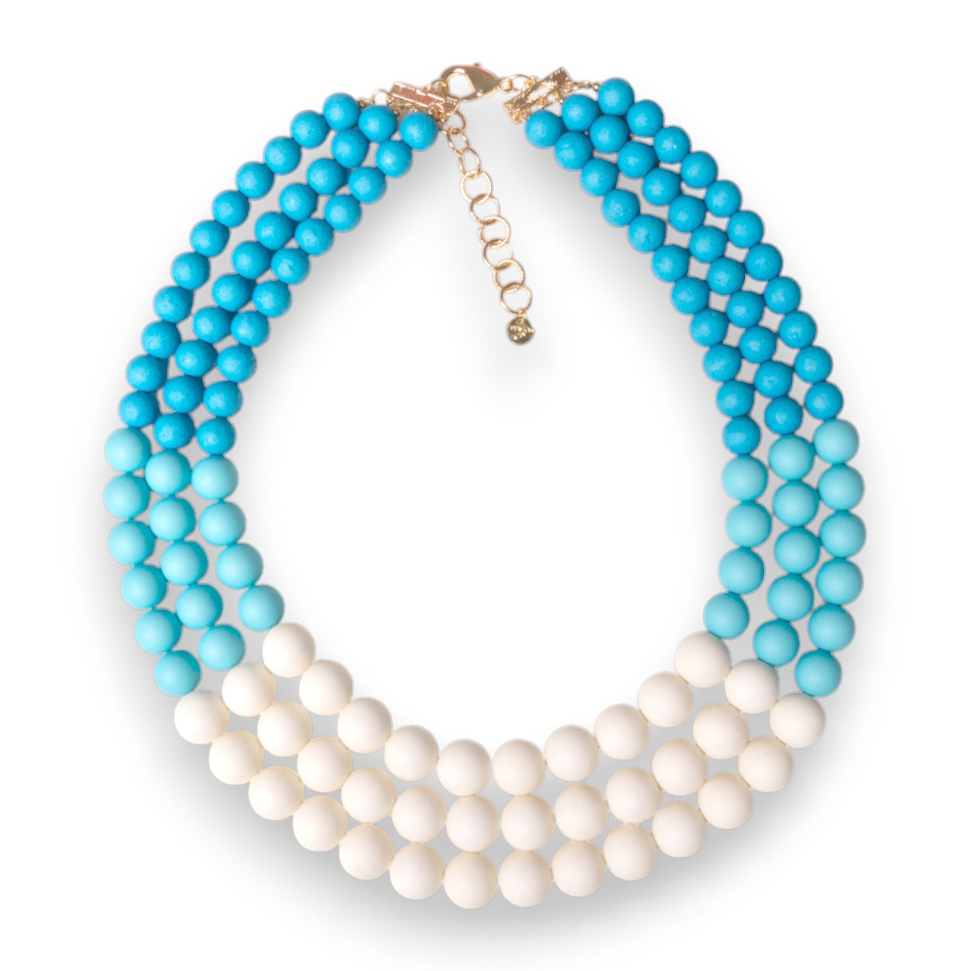 Collana girocollo a tre fili di sfere in acrilico tono celeste - Mya Accessories