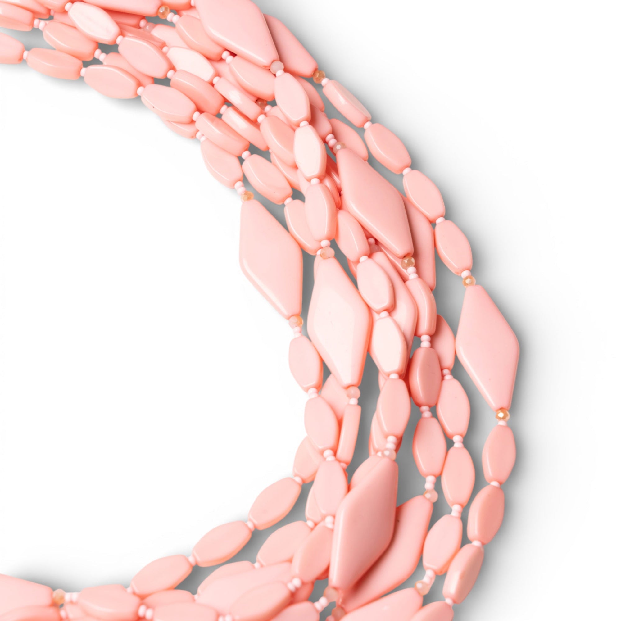 Collana multi filo con pietre in acrilico rosa - Mya Accessories