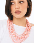 Collana multi filo con pietre in acrilico rosa - Mya Accessories