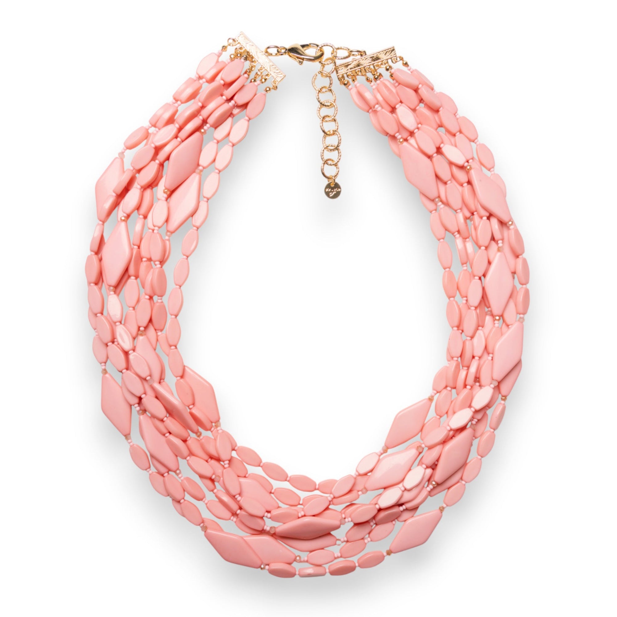 Collana multi filo con pietre in acrilico rosa - Mya Accessories