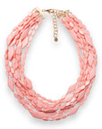 Collana multi filo con pietre in acrilico rosa - Mya Accessories
