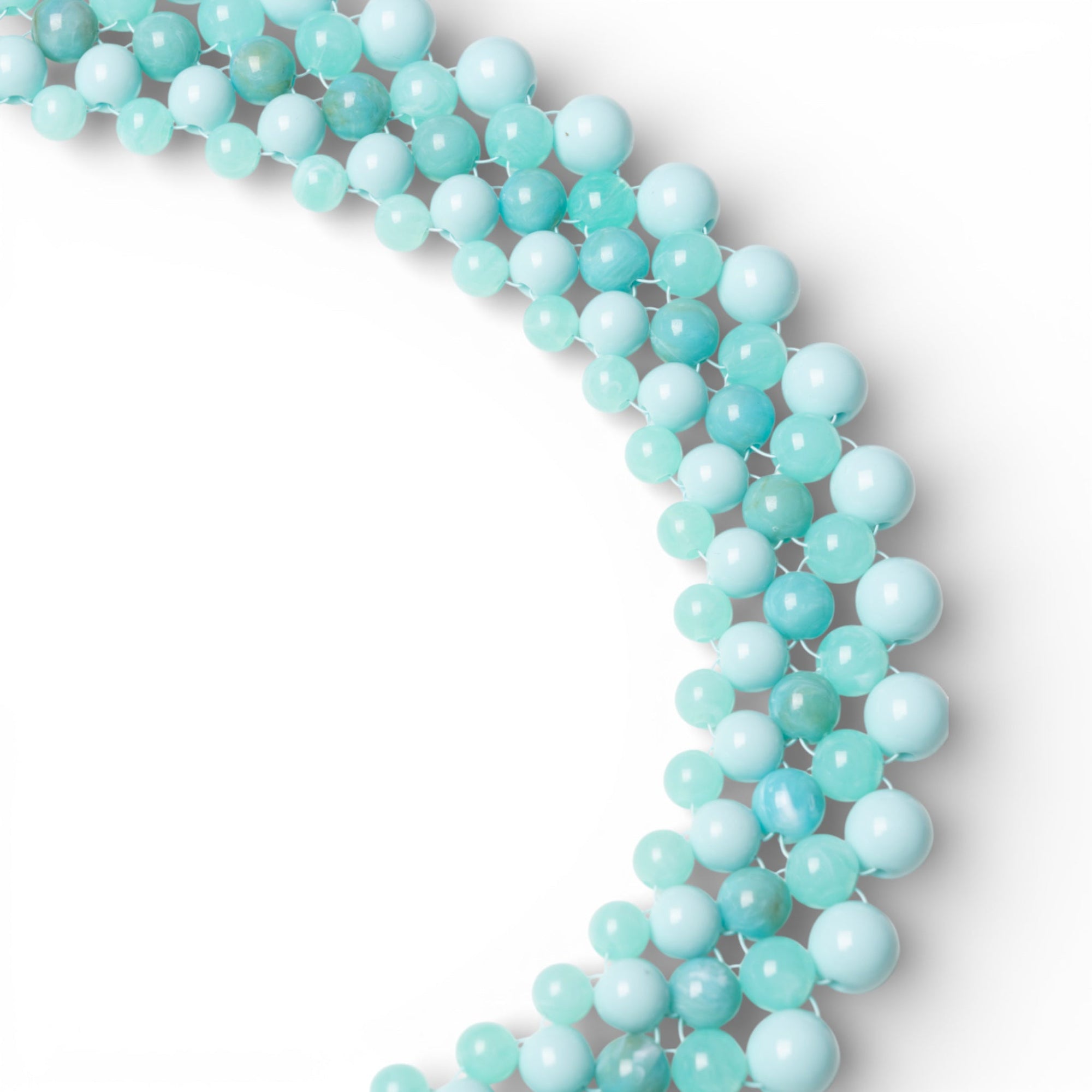 Collana girocollo con sfere in acrilico intrecciate turchesi - Mya Accessories