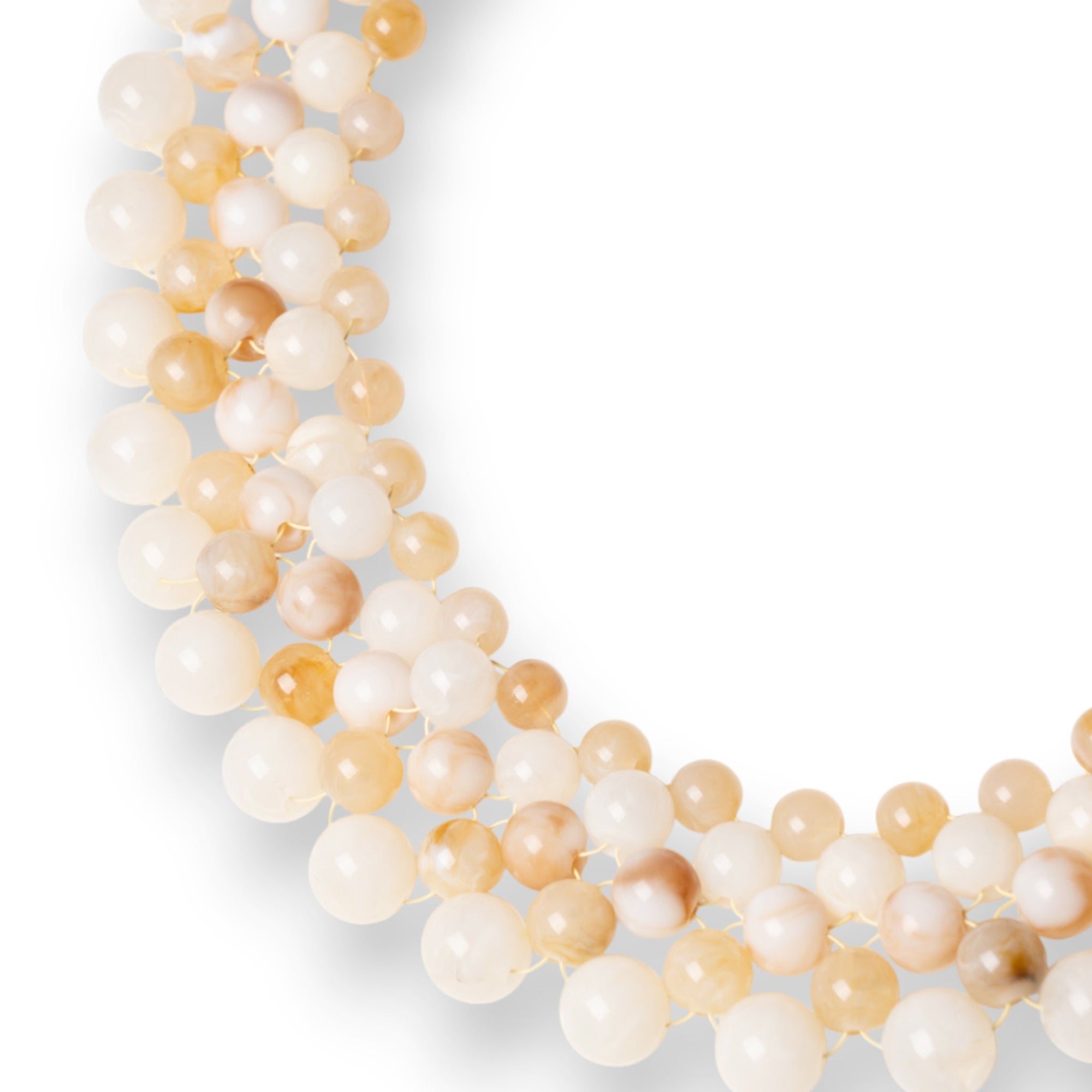 Collana girocollo con sfere in acrilico intrecciate beige - Mya Accessories